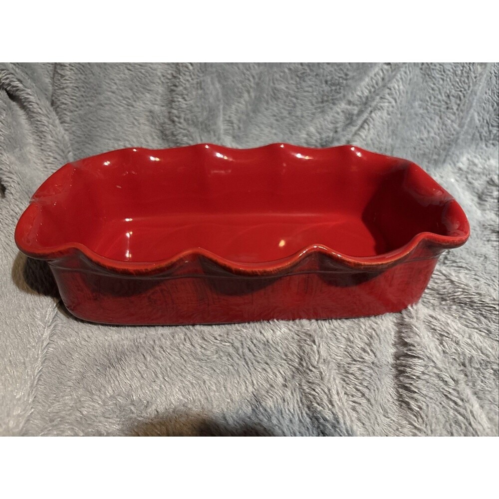 De Silva Italy Red Terracotta Ruffled Edge Casserole Baking Dish 10.5 x 5.5 inch
